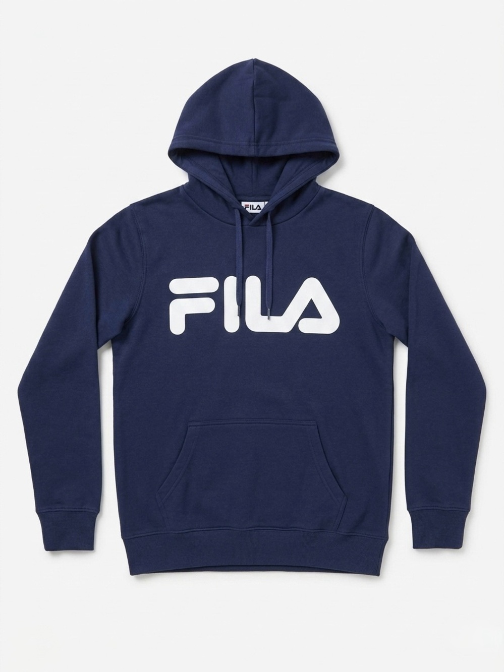 Fila Hoodie Medium M Navy Blue Big Logo Fleece Lined Pocket Athletic
